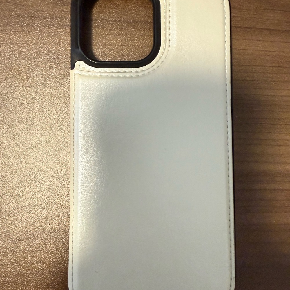 Cream Leather Phone Case with Card Slots